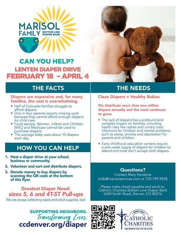 Bottom Line Diaper 2026 Lenten Drive General Fact Sheet